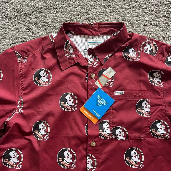 NEW Columbia PFG Florida State Seminoles CLG Super Slack Tide Shirt AOP Men’s M - Picture 3 of 6